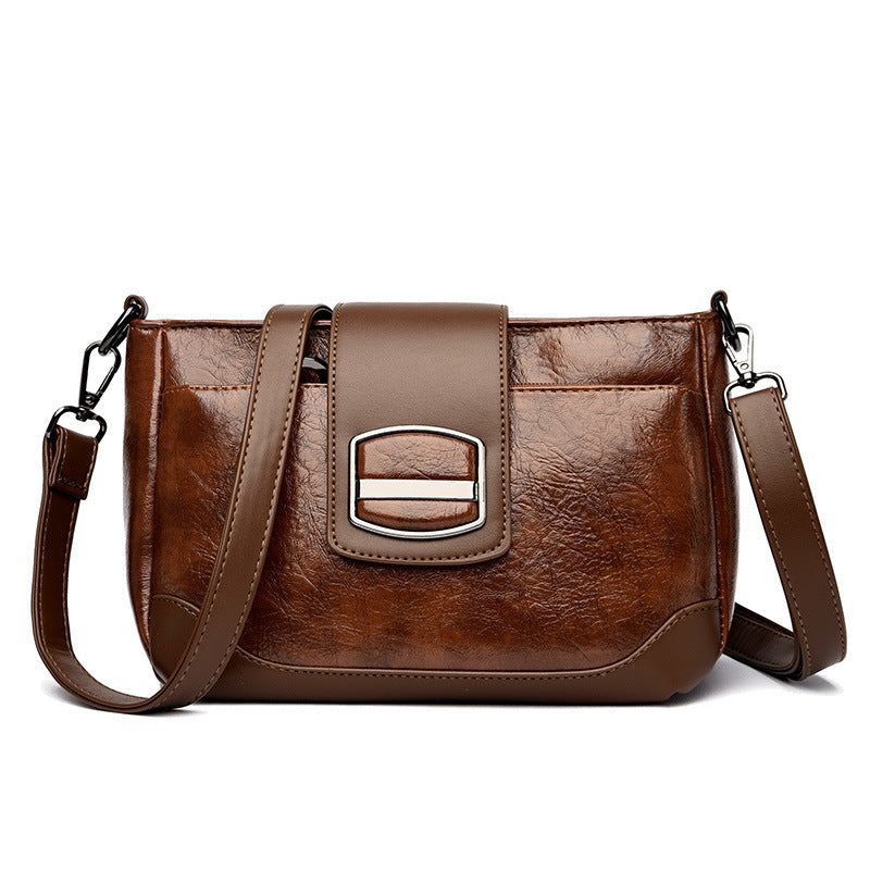 Women's Retro Style Mom Fashion Wax Leather Crossbody Bags