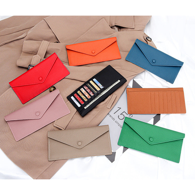 Women's Real Leather Long Large Capacity Pure Card Holder