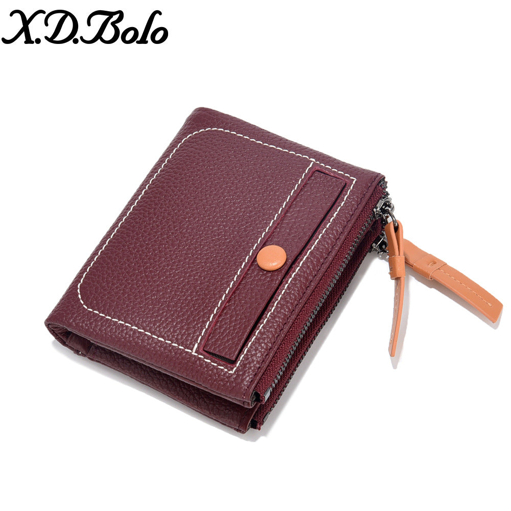 Women's Short Korean Fashion Double Zipper Soft Ladies Wallets