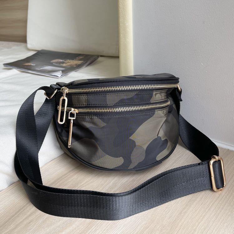 Women's Saddle Lightweight Nylon Oxford Cloth Semicircle Crossbody Bags