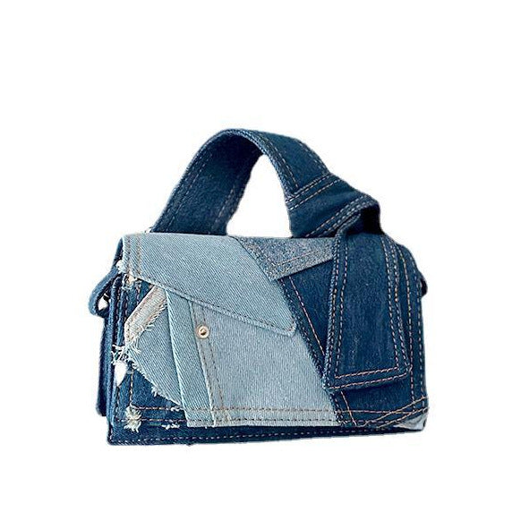 Trendy Denim Stitching Minority High-grade Hand Shoulder Bags
