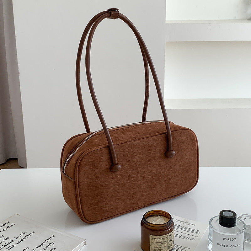 Women's Oil Wax Leather Retro Boston Korean Style Large Shoulder Bags