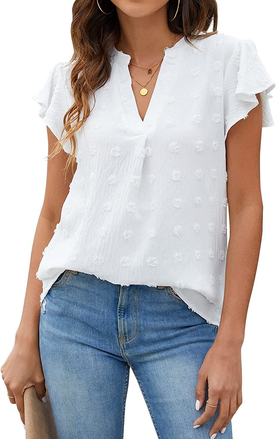 Women's Shirt Ruffled Elegant Chiffon Summer Blouses