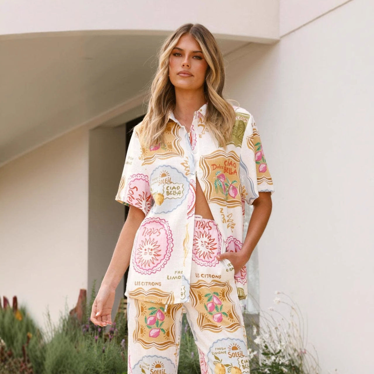 Fashion Personality Linen Sleeve Vacation Leisure Suits