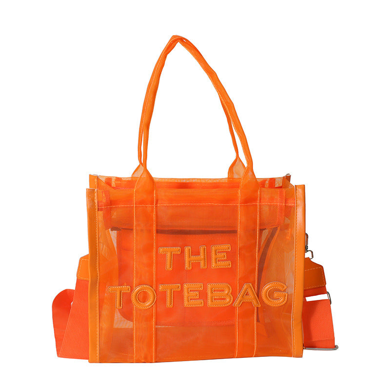 Women's Today Popular Jelly Color Mesh Transparent Bags