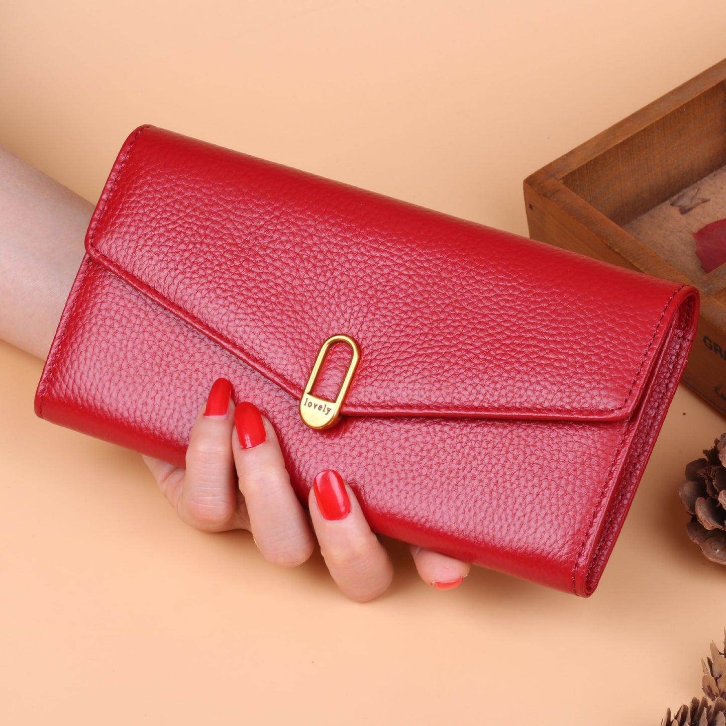 Women's First Layer Cowhide Long Soft Leather Card Holder