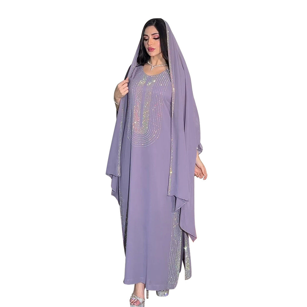 Ethnic Clothes Fashion Rhinestone Robe Saudi Clothing