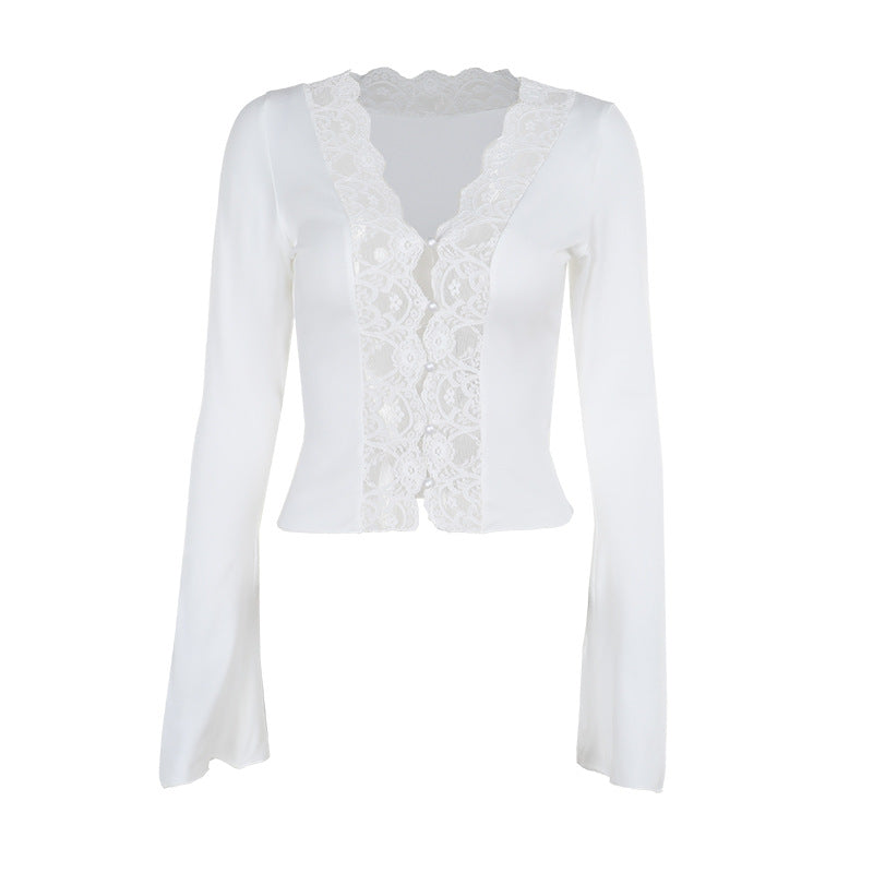 Ruffled Exposed Navel French Style Sexy Blouses