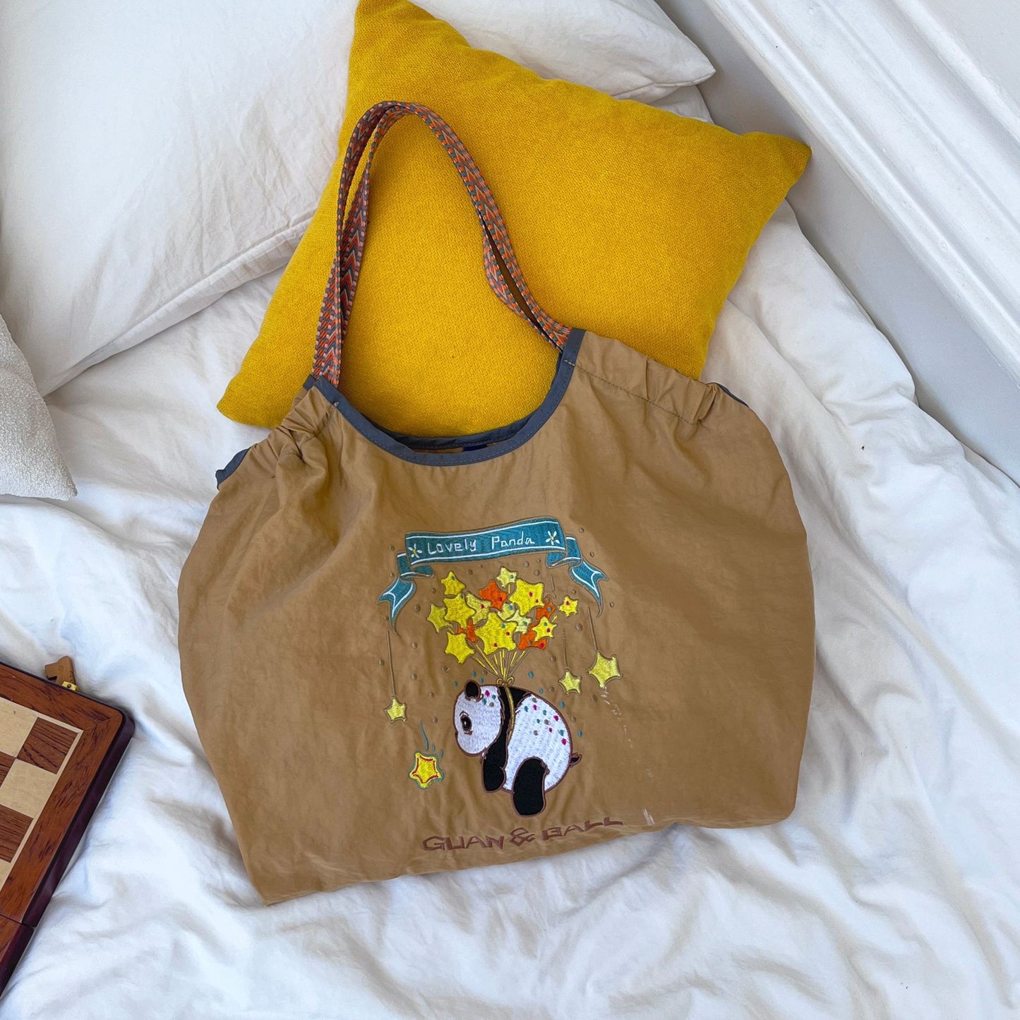 Women's Style Embroidery Shopping Fashion Nylon Waterproof Shoulder Bags