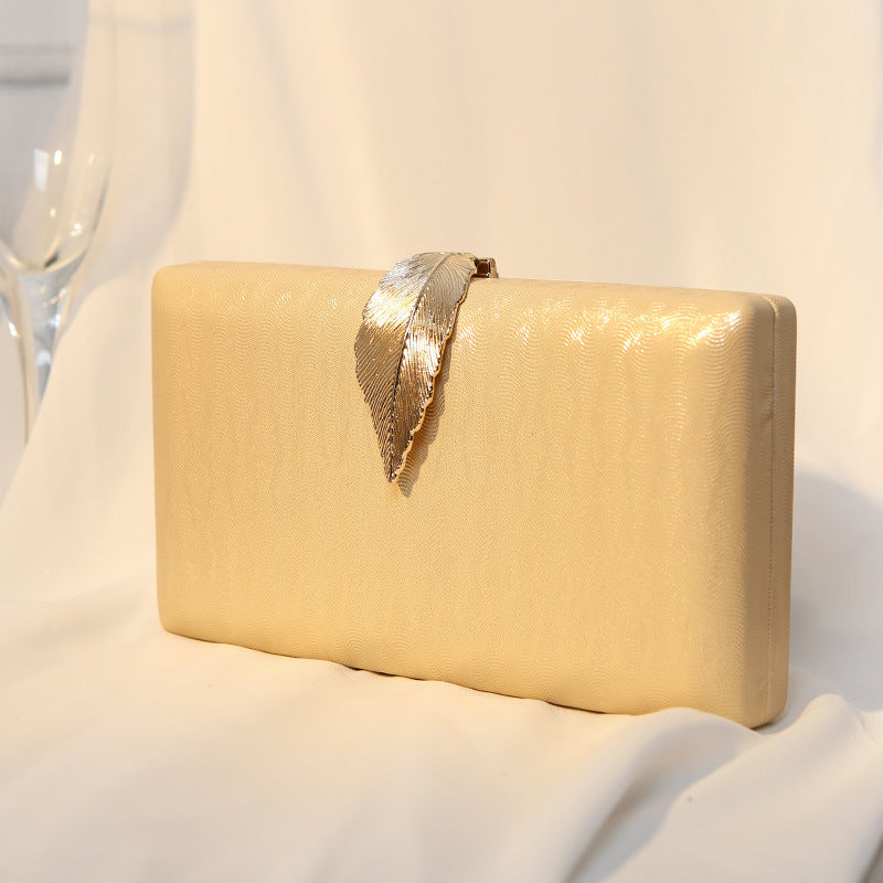 Women's Metal Leaf Dinner Printed Texture Clutch Evening Bags