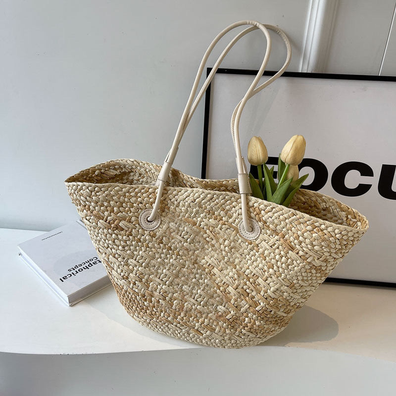 Straw Large Capacity French Hand-woven Holiday Crossbody Bags