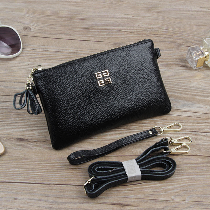 Women's Simple Cowhide Clutch Elegant Genuine Leather Bags