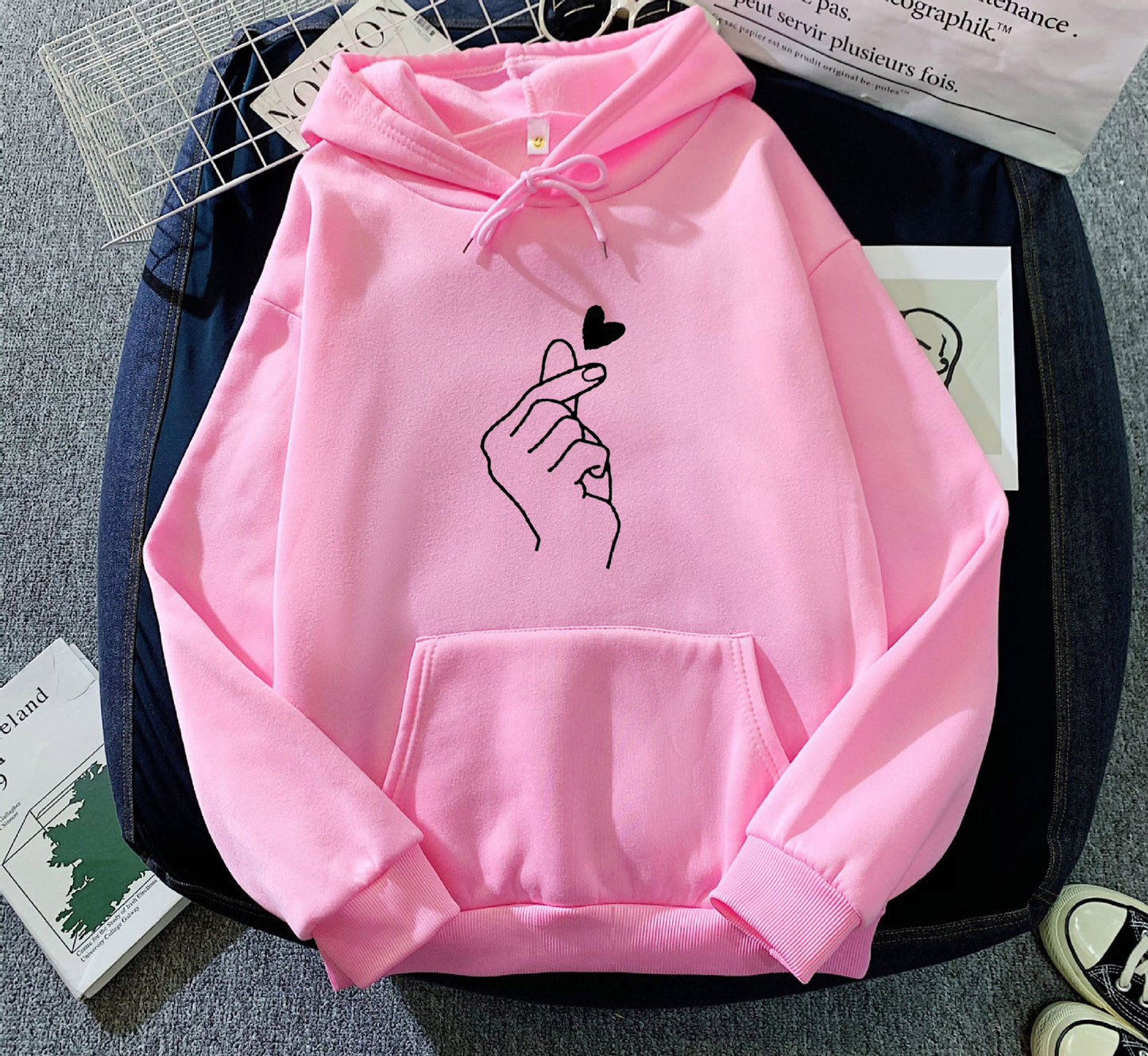 Pretty Fleece-lined Hoodie Unisex Wear Loose Sweaters