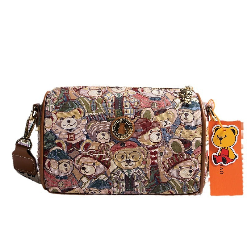 Women's Source Female Canvas Bear Lightweight Crossbody Bags