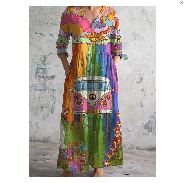 Women's Printed Summer City Casual Loose Dress Dresses