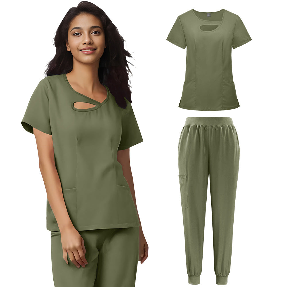 Women's Sexy Cutout Medical Uniforms Solid Color Uniform