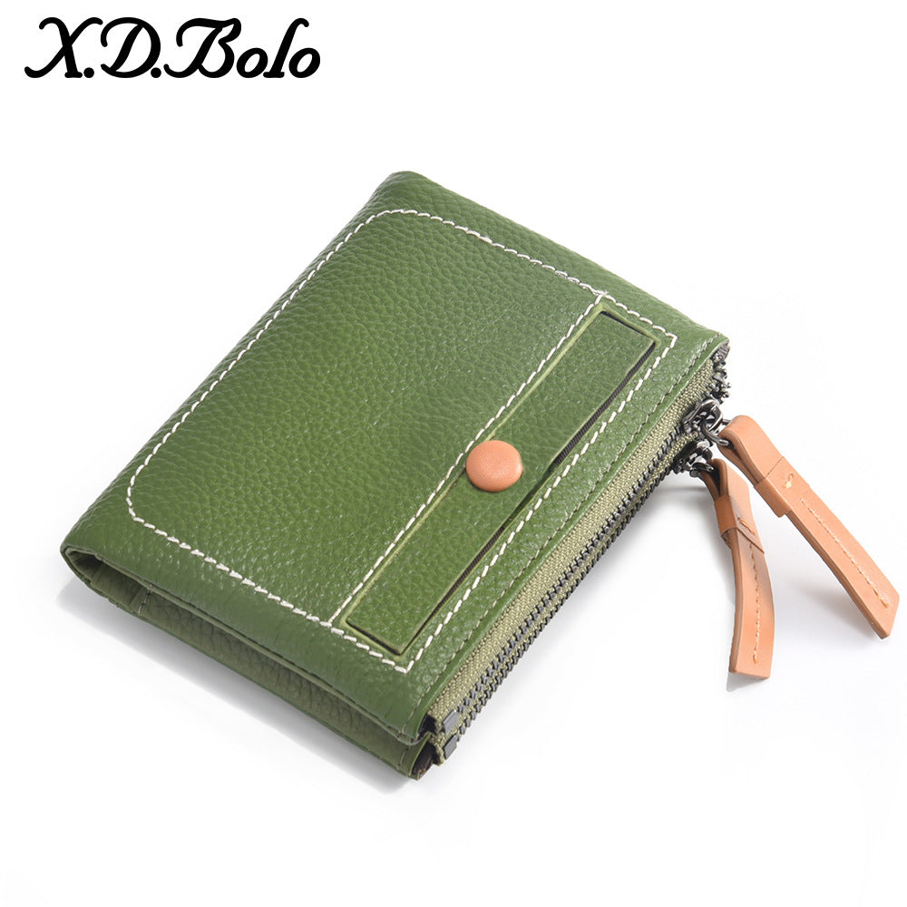 Women's Short Korean Fashion Double Zipper Soft Ladies Wallets