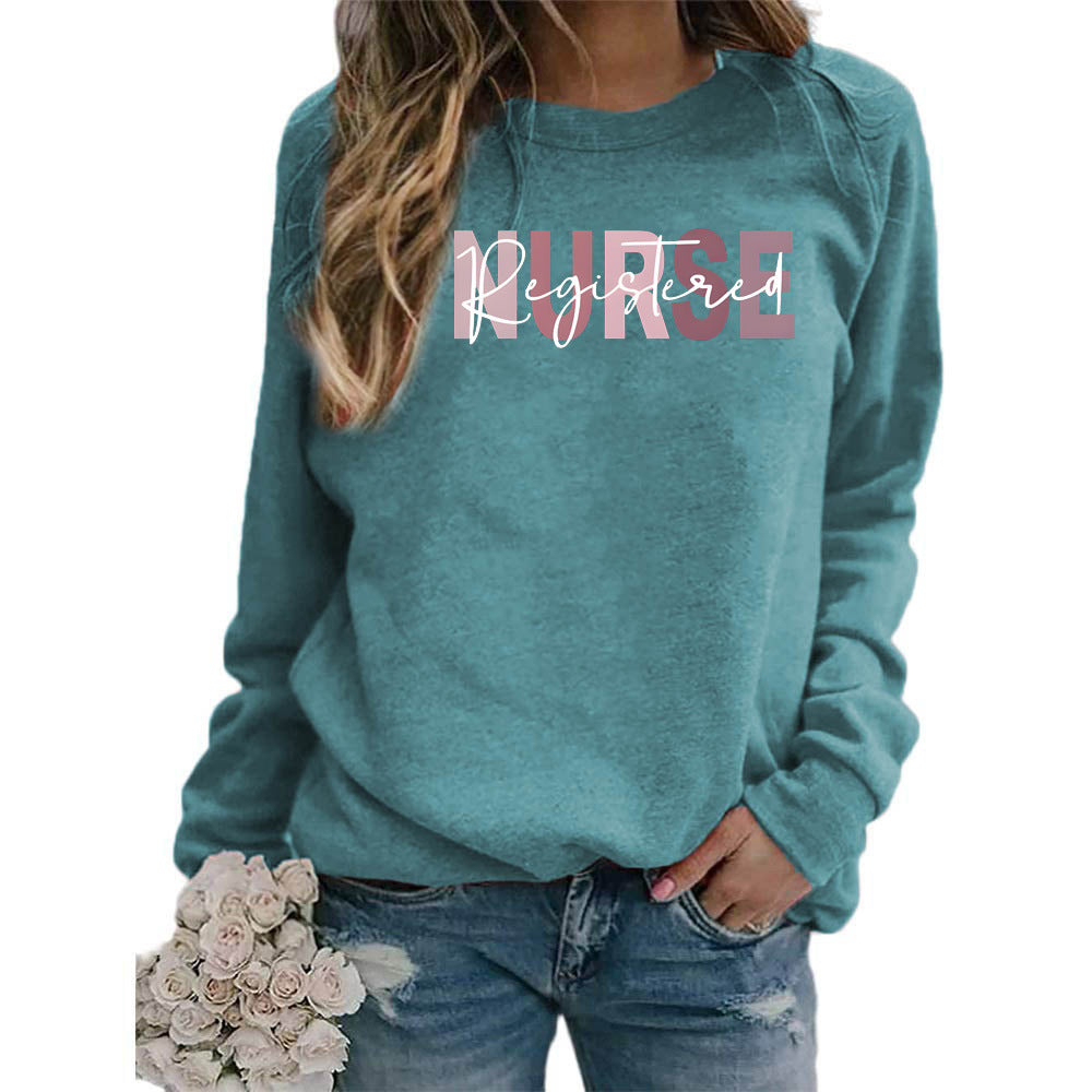 Women's Printed Round Neck Versatile Casual Loose Sweaters