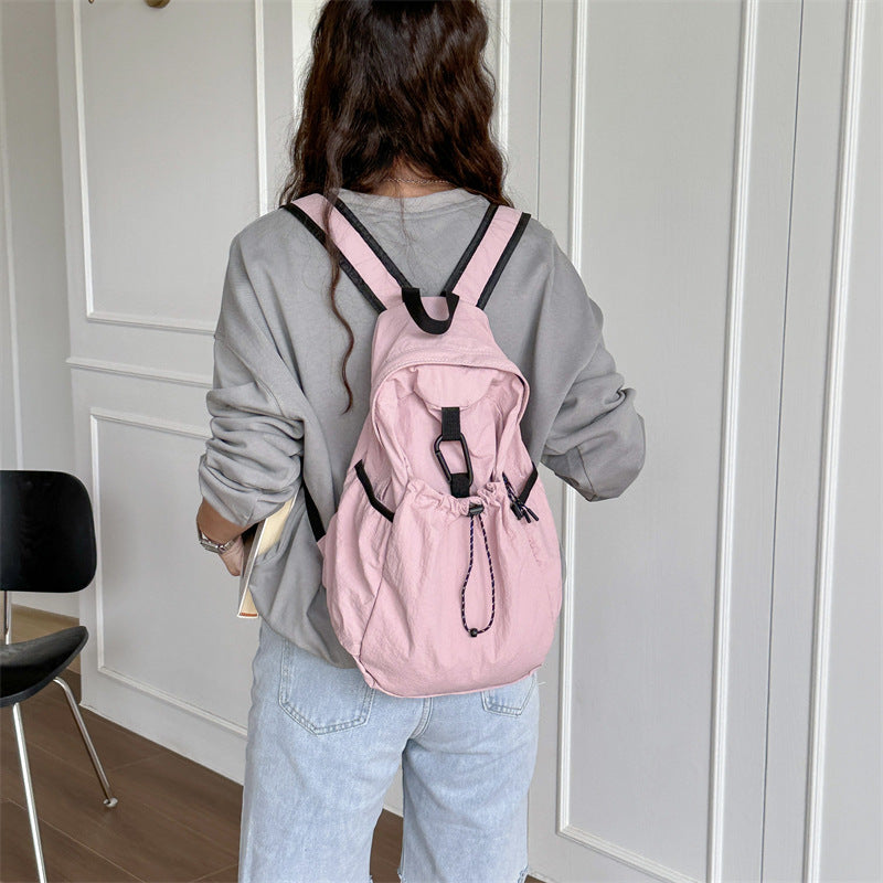 Women's Korean Style Pure Color Nylon Large Backpacks
