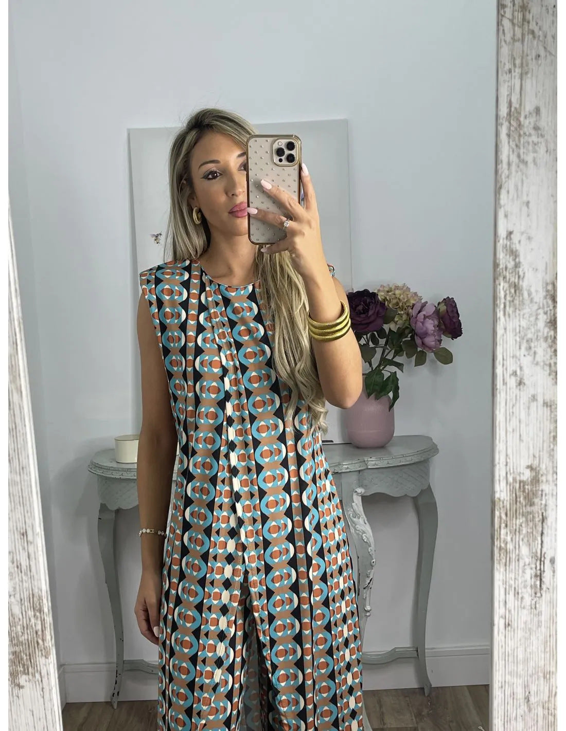 Women's Printed Casual Sleeveless Loose Round Neck Suits