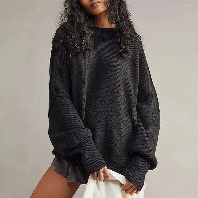 Women's Batwing Long-sleeved Autumn Knitted Side Slit Sweaters