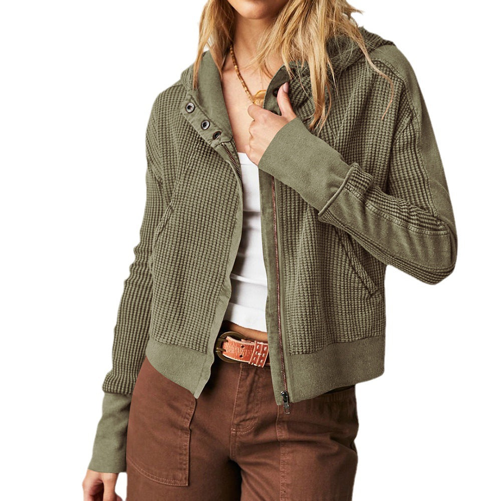 Women's Patchwork Long-sleeved Casual Zipper Trendy Hoodie Sweaters