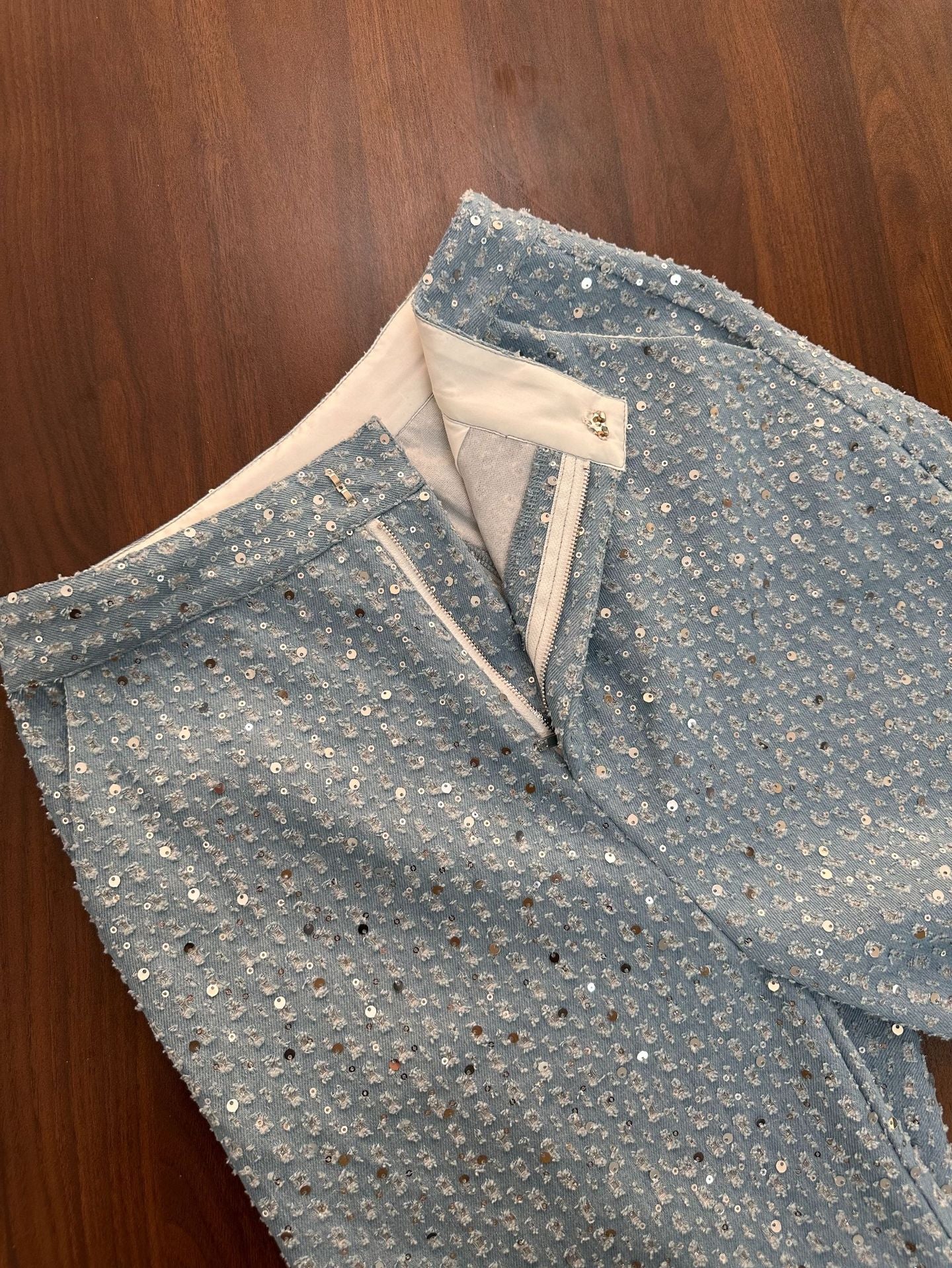 Women's Classic Sexy Denim Sequined Tube Suits