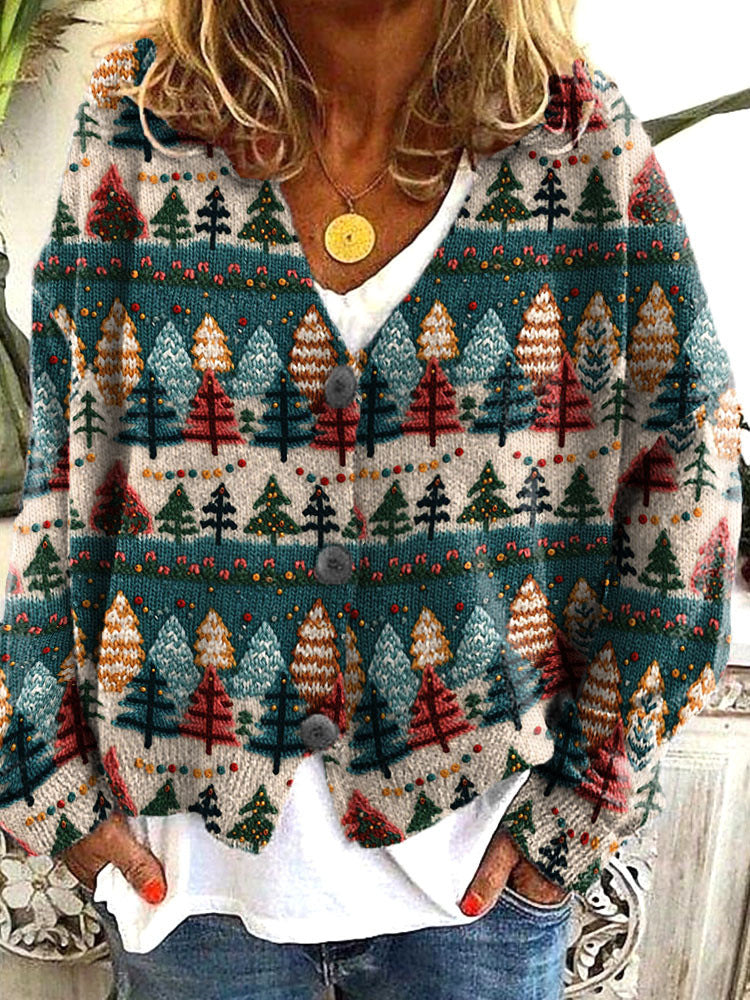 Stylish Christmas Abstract Printing Casual Cloak Sweaters