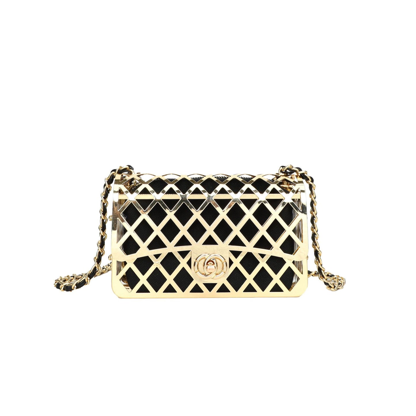 Women's Slightly Luxury Metal Glossy Hollow Chain Shoulder Bags