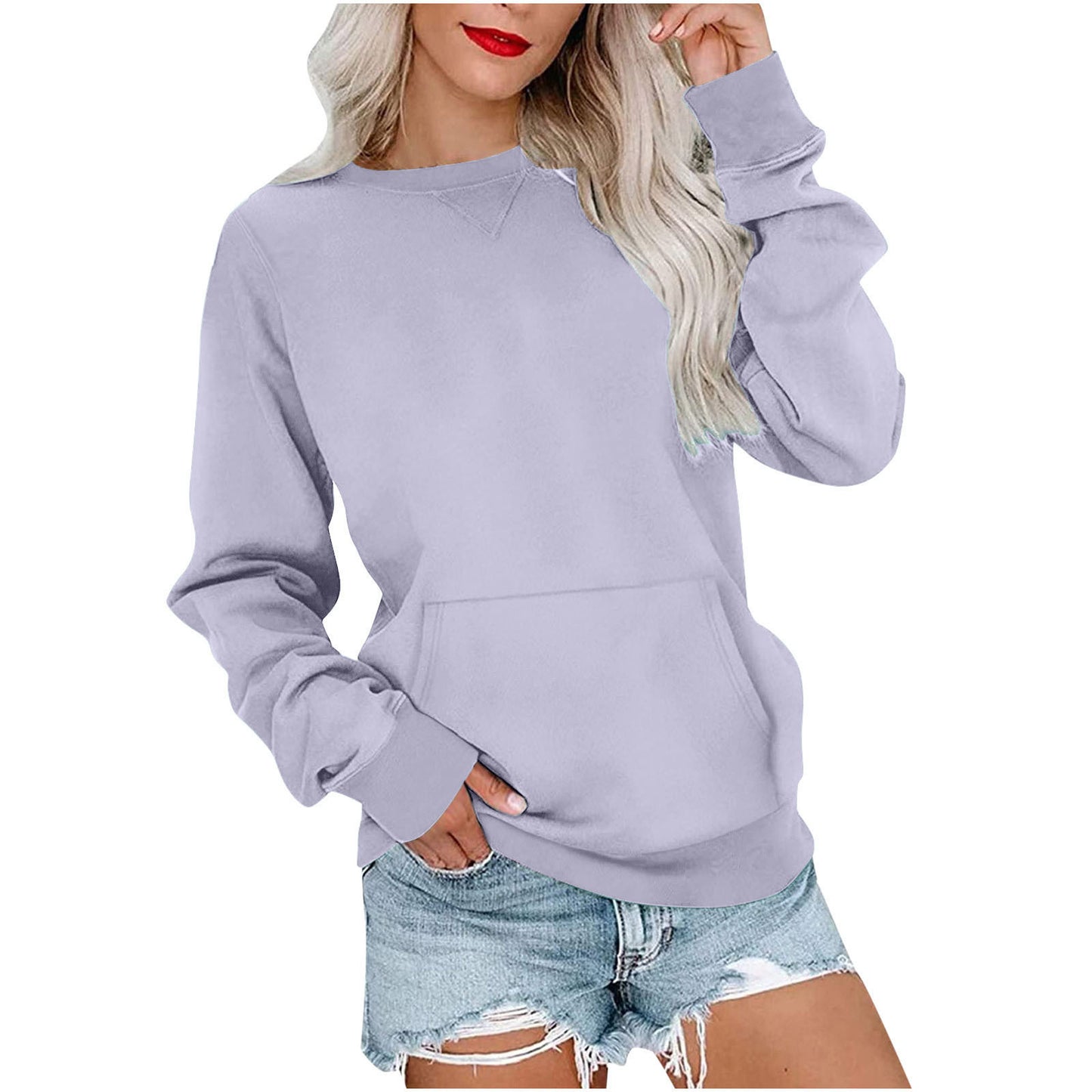 Women's Solid Color Round Neck Loose Long-sleeved Sweaters