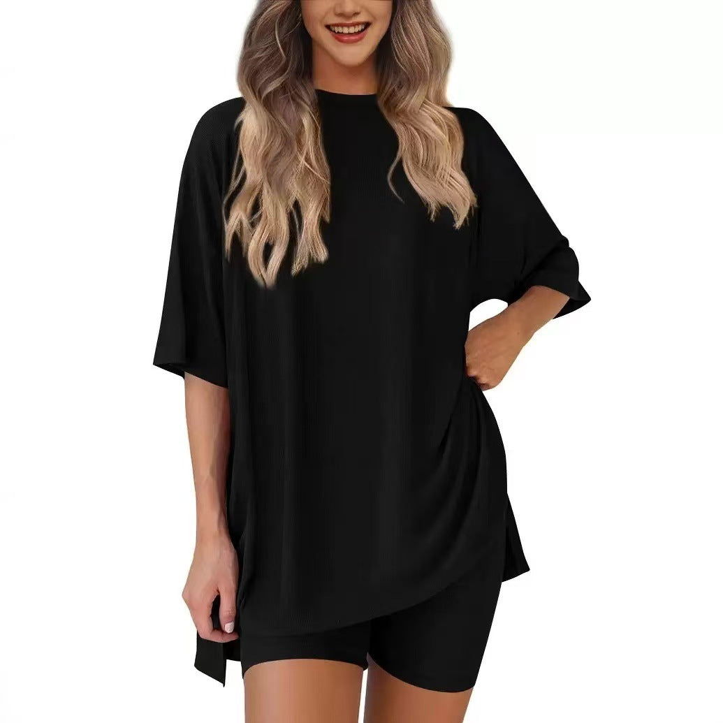 Loose Fashion Solid Color Casual Short-sleeved Suits