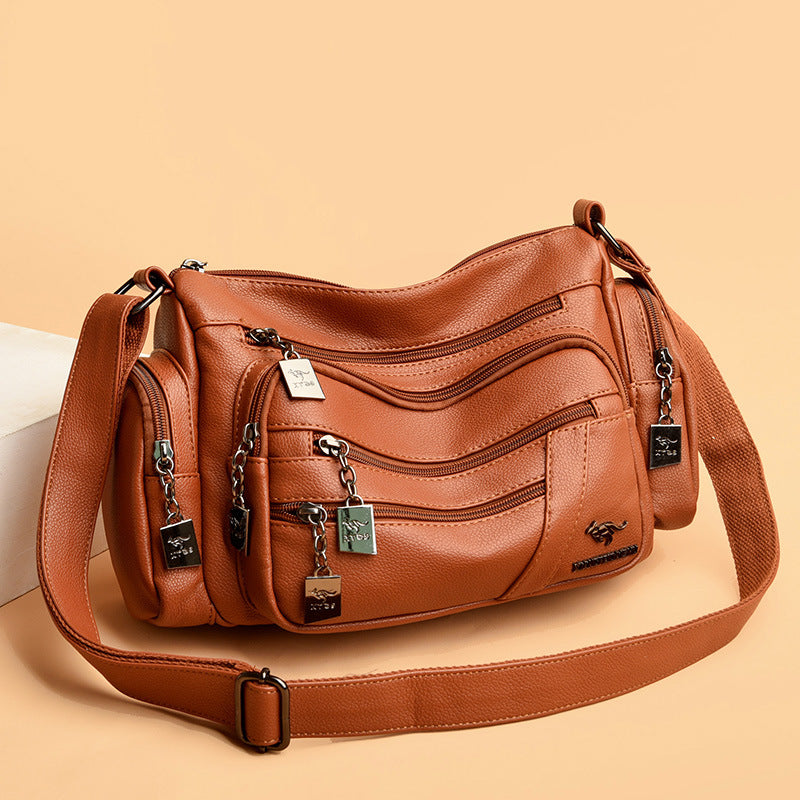 Women's Soft Leather Multifunctional Mother Large Capacity Crossbody Bags