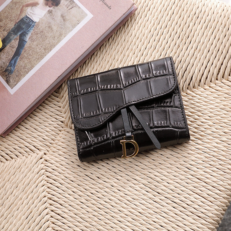 Women's Leather Short Chic Crocodile Pattern Cowhide Card Holder