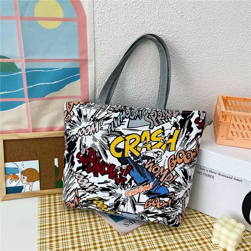 Women's Leisure Commute Canvas Printed Fashion Portable Bags