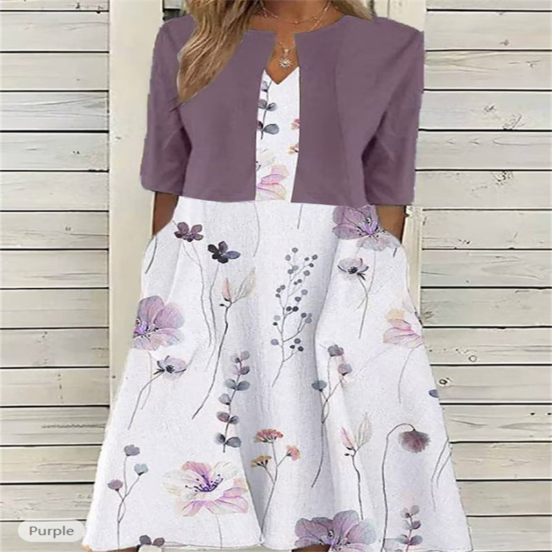 Women's Mature Elegant Long Two-piece Set Dress Dresses