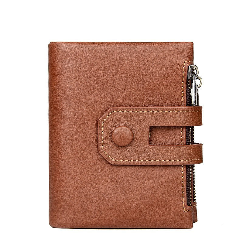 Leather For Man Swiping Double Zip Men's Wallets