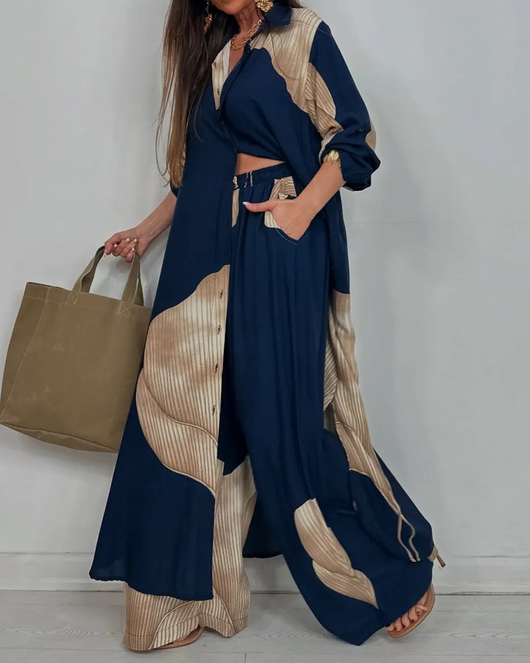 Women's Spring Fashion Casual Multicolor Loose Shirt Suits