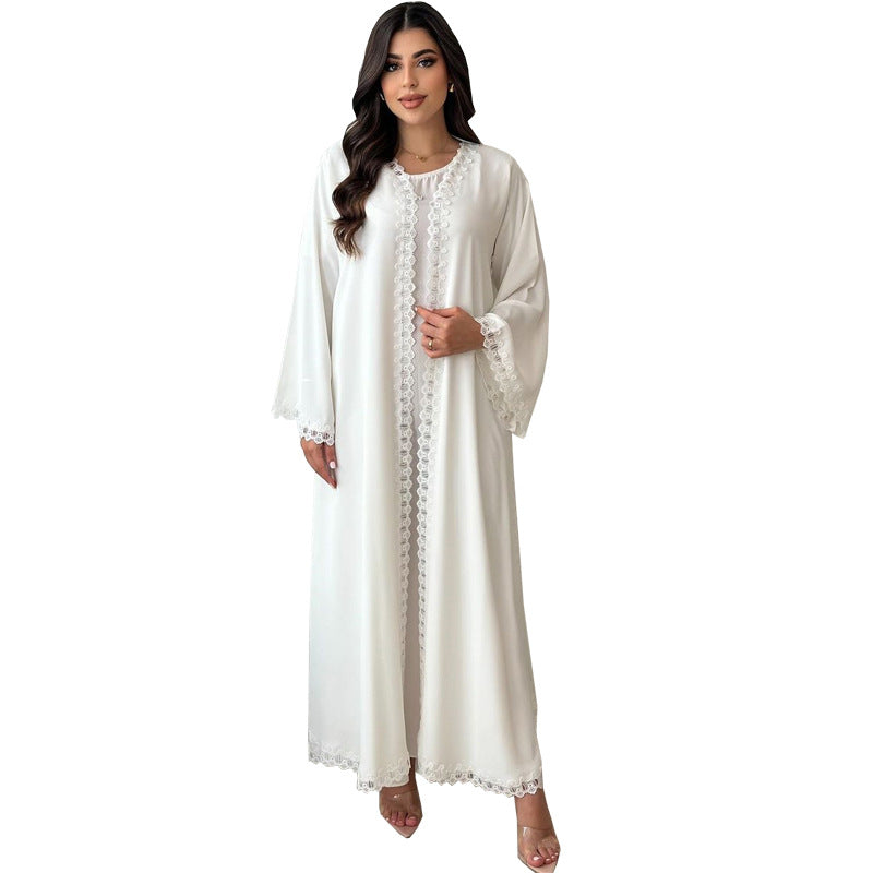 Women's Muslim Fashionable White Robe Outerwear Jackets