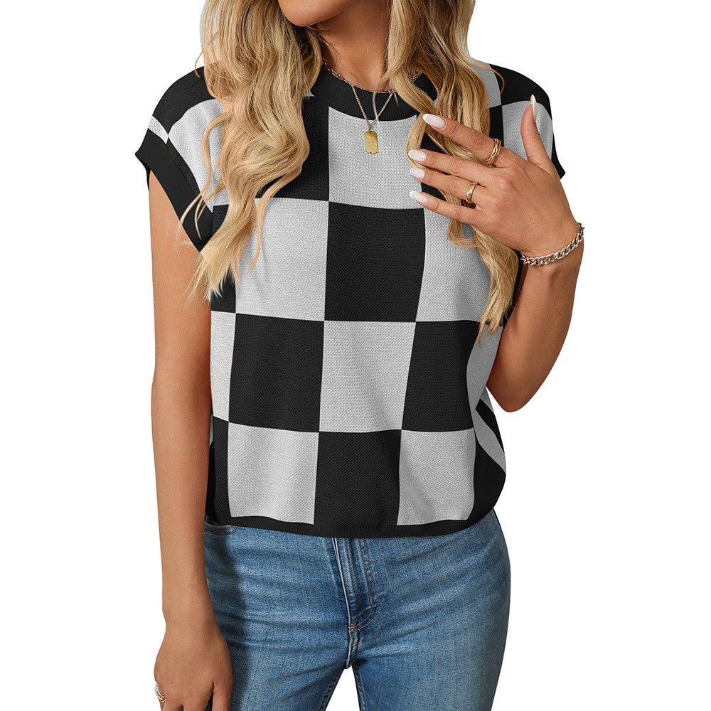 Hat Sleeve Color Block Round Neck Sweaters
