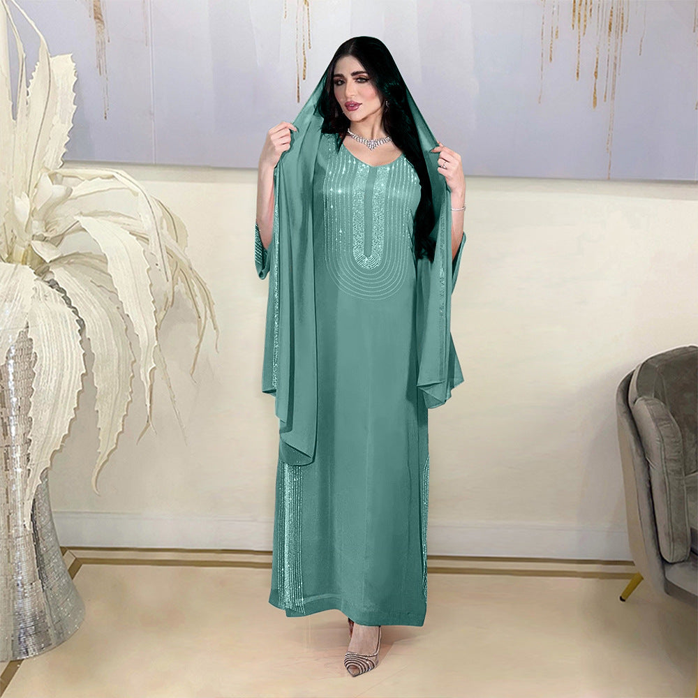 Ethnic Clothes Fashion Rhinestone Robe Saudi Clothing