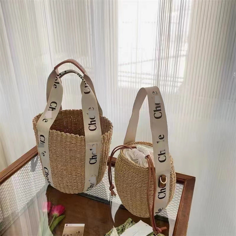 Women's Summer Simple Elegant Ribbon Handmade Woven Shoulder Bags