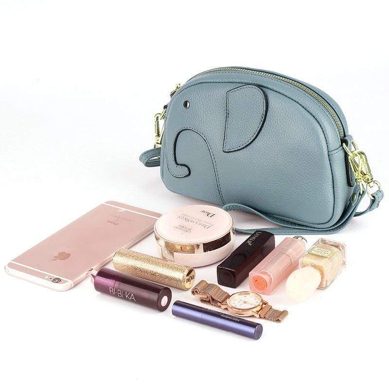 Women's Macaron Genuine Leather Creative Fashion Elephant Trendy Shoulder Bags