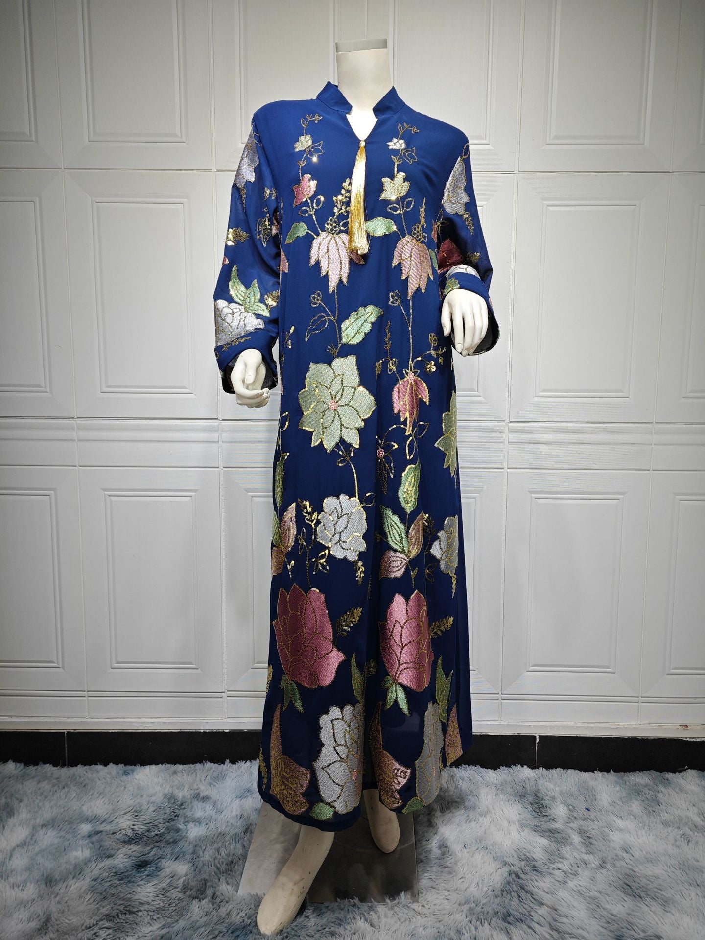 Women's Muslim Sequined Embroidered Robe Fashion Tassel Clothing