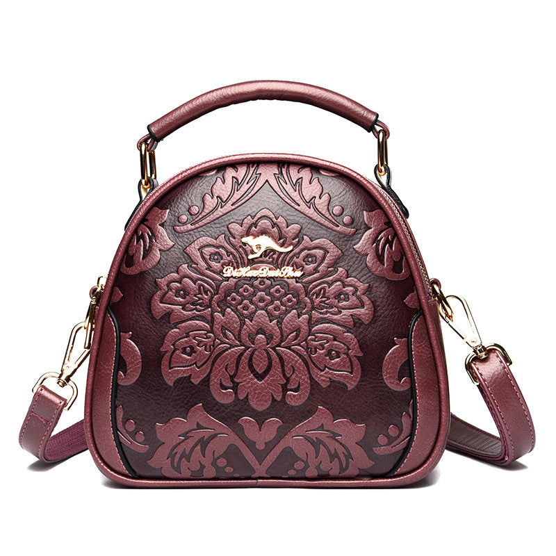 Women's Niche High Sense Round Embossed Mom Handbags