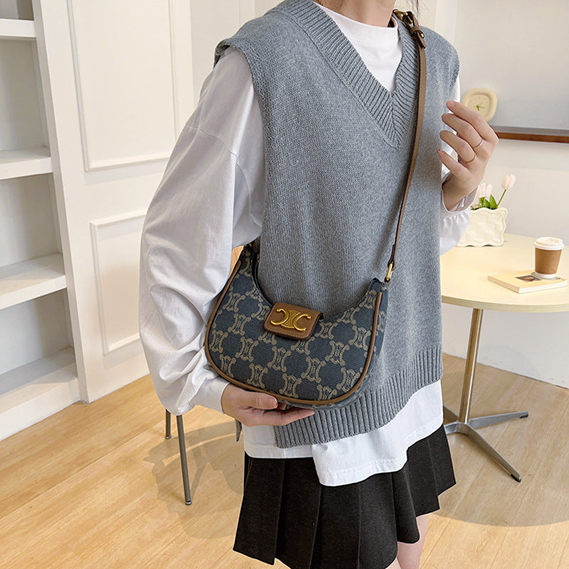 Arc Denim Underarm Selenodont Retro Crescent-shaped Bags