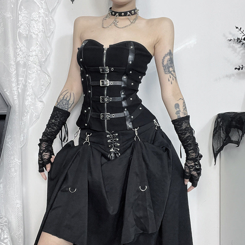 Women's Summer Sexy Hot Fishbone Tube Leather Tops