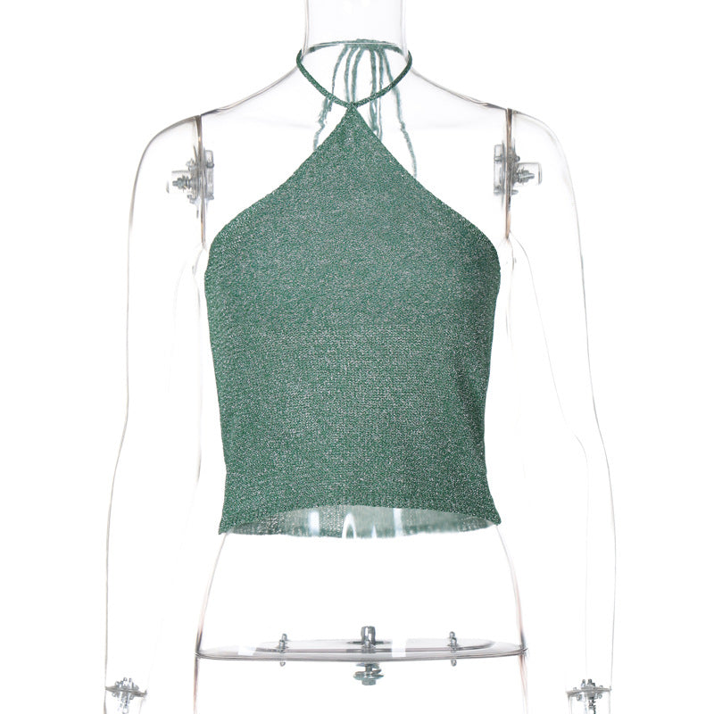 Style Pure Color Sexy Bandeau Halter Tops