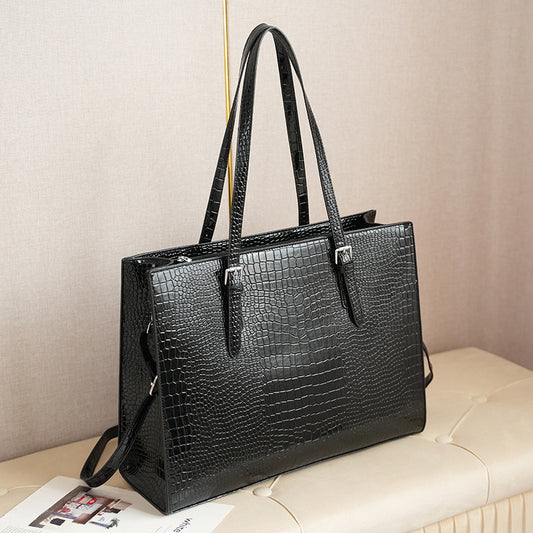 Women's Large Capacity Fashion Portable Crocodile Pattern Handbags