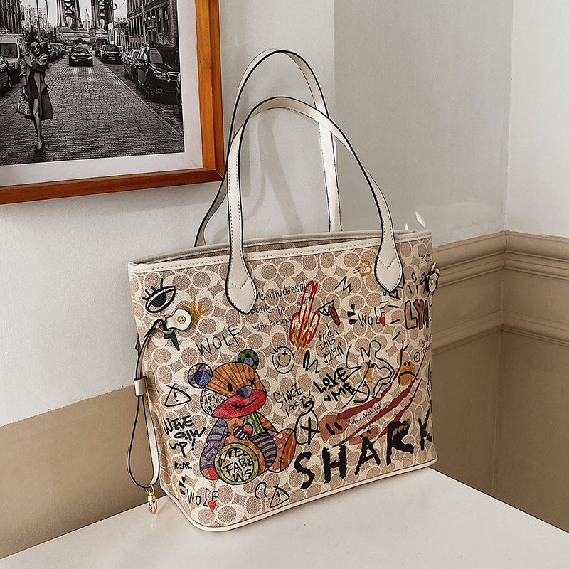 Women's Printed Bear Iti Spring Versatile Large Crossbody Bags