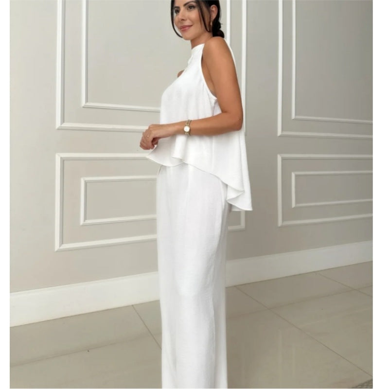 Women's Fashion Loose Sleeveless Casual Solid Color Suits